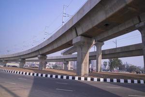 10 January 2023 Dhaka-Bangladesh Skyward structure view of The Dhaka Metro Mass Rapid Transit MRT in Bangladesh photo