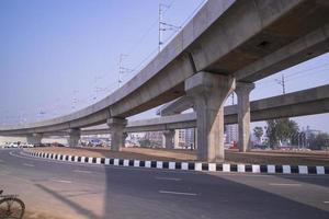 10 January 2023 Dhaka-Bangladesh Skyward structure view of The Dhaka Metro Mass Rapid Transit MRT in Bangladesh photo