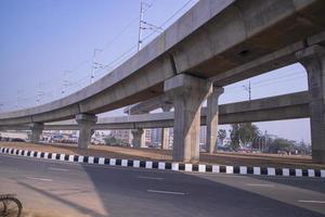 10 January 2023 Dhaka-Bangladesh Skyward structure view of The Dhaka Metro Mass Rapid Transit MRT in Bangladesh photo