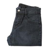 Classic black jeans isolated over white, stylish black denim isolation over white - front view photo
