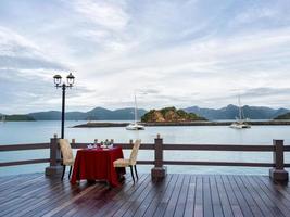Dinner table on the promenade in Langkawi, Malaysia photo