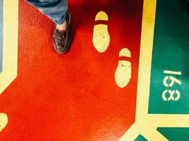 High angle view of a parking space marking photo