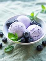 Homemade blueberry  ice cream with fresh blueberries photo