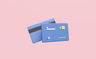 3d credit card icon isolated on pink background. online shopping, saving money, online payment, business finance, cashless concept,  3d render illustration photo