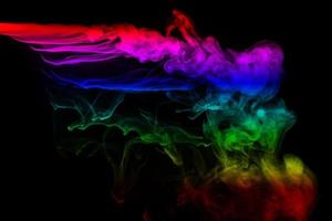 Abstract smoke isolated on black background,Rainbow powder photo