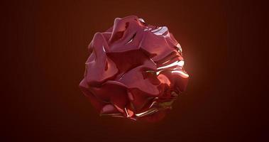 Morphing of a red sphere, a ball of molten fluid iridescent shiny beautiful glowing on a dark blue background. Abstract background photo