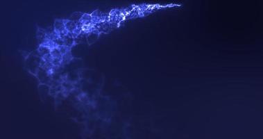 Abstract flying magical glowing line of energy blue particles in the rays of a brilliant sun on a dark background. Abstract background. Video in high quality 4k, motion design photo