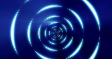 Tunnel of round blue glowing bright neon rings. Abstract background. Screensaver photo