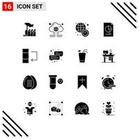 Set of 16 Modern UI Icons Symbols Signs for file document global data time Editable Vector Design Elements