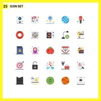 Set of 25 Modern UI Icons Symbols Signs for news mic play world globe Editable Vector Design Elements