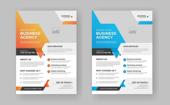 Professional a4 business flyer template design for printing. vector