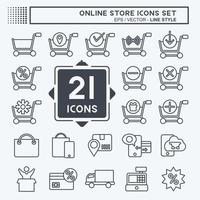 Icon Set Online Store. related to Online Store symbol. line style. simple illustration. shop vector