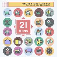 Icon Set Online Store. related to Online Store symbol. color mate style. simple illustration. shop vector