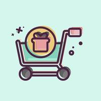 Icon Buy With Gift. related to Online Store symbol. MBE style. simple illustration. shop vector