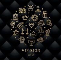 Vip Sign Round Design Template Thin Line Icon Banner. Vector