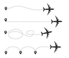 Silhouette Black Plane and Track Set. Vector