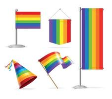 conjunto de banners de bandera de arco iris lgbtq detallados en 3d realistas. vector