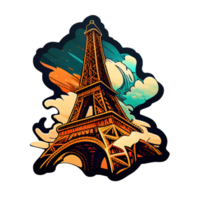 Cartoon sticker of The Eiffel Tower in Paris, France png