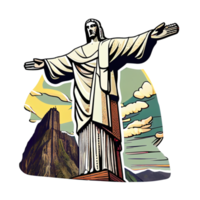 la estatua del cristo redentor en río de janeiro, brasil, pegatina de dibujos animados png