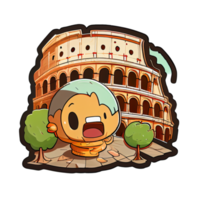 Cartoon sticker of the Colosseum, a famous landmark in Rome png