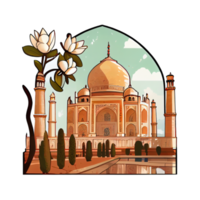 Cartoon sticker of the Taj Mahal in Agra, India