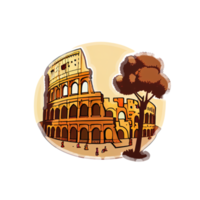 Cartoon-Aufkleber des Kolosseums, ein berühmtes Wahrzeichen in Rom png