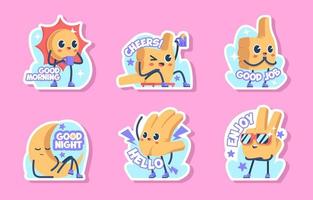 Greeting Chat Sticker Set vector