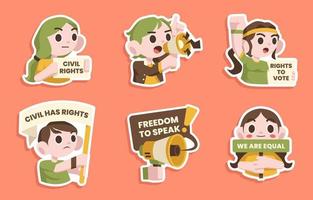 Civil Rights Sticker Set vector