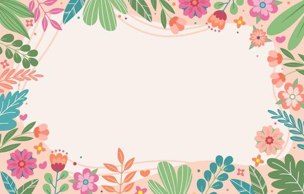 Spring Border Background with Flowers