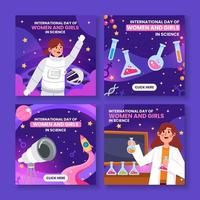International Day of Women and Girls in Sciences Social Media Template vector