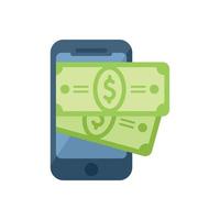 Mobile cash icon flat vector. Media business vector