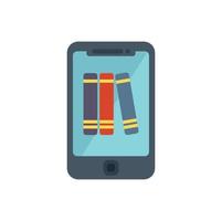 Smartphone book library icon flat vector. Student course vector