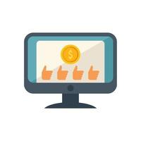 Thumb up monetization icon flat vector. Mobile money vector