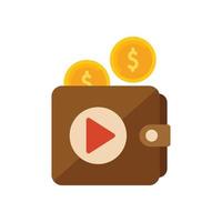 Monetization wallet icon flat vector. Mobile strategy vector