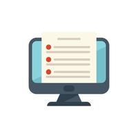 Pc work list icon flat vector. Business checklist vector