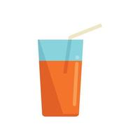 Orange juice glass icon flat vector. Diet food vector