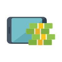 Online mobile cash icon flat vector. Money business vector