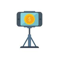 Phone video monetize icon flat vector. Audience strategy vector