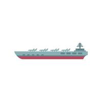 Plane aircraft carrier icon flat vector. Naval view vector