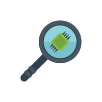 Processor magnifier icon flat vector. Mobile broken vector