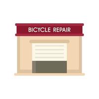 vector plano de icono de garaje de reparación de bicicletas. arreglo de bicicleta