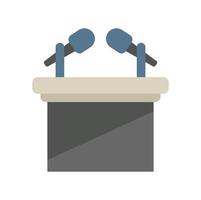 Speaker stand icon flat vector. Podium speech vector