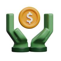 Hands and coin icon in 3D style photo