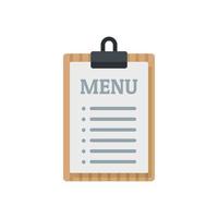 vector plano del icono del portapapeles del menú del restaurante. plato de comida