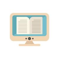 biblioteca ebook icono vector plano. educación digital