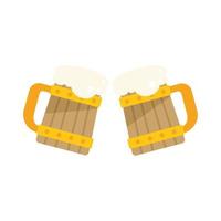 Wood mug beer icon flat vector. Hand drink vector