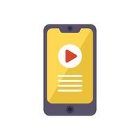 Smartphone video play icon flat vector. Online training vector