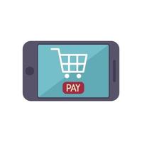 Pay shop icon flat vector. Online money vector