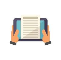 Tablet reading icon flat vector. Web people vector