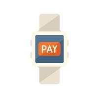 Pay nfc smartwatch icon flat vector. Online money vector